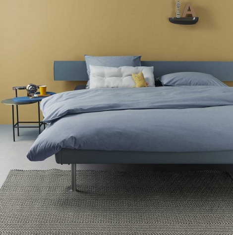 Auping Chambray bleu dekbedovertrek katoen, uni kleur,lange instopstrook